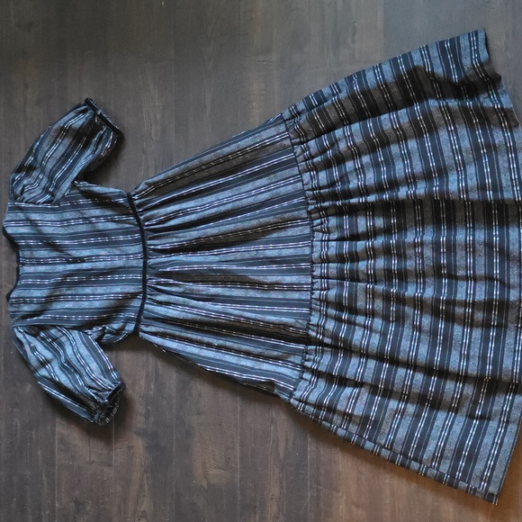 Lulu's Black Striped V-Neck Midi Dress - Picture 5 of 8